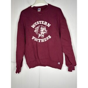 Vintage Russell Athletic Western Panthers Sweatshirt Maroon Large Made in USA